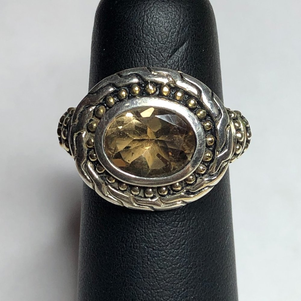 Oval Citrine in Chunky Rope Sterling Ring